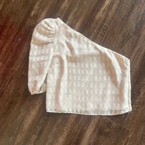 House of Harlow Cream One-Shoulder Top S